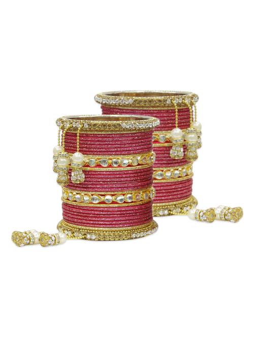 Pink Gold Tone Stone Bangles - 12795371 - Very Small Image - 1