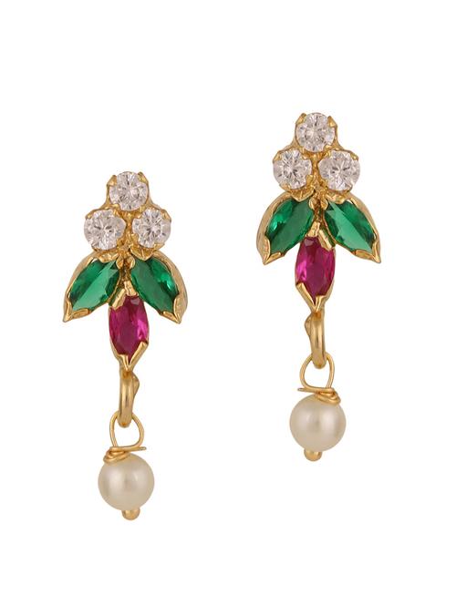 parijaat pack of cz stud earrings - 12796717 - Standard Image - 1