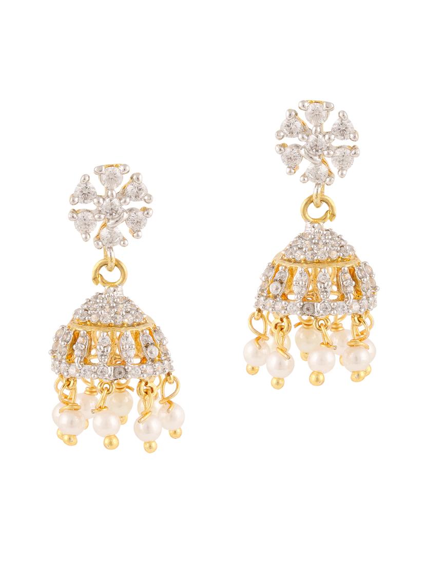 Parijaat Pack of CZ Jhumki Earrings - 12797086 - Zoom Image - 1