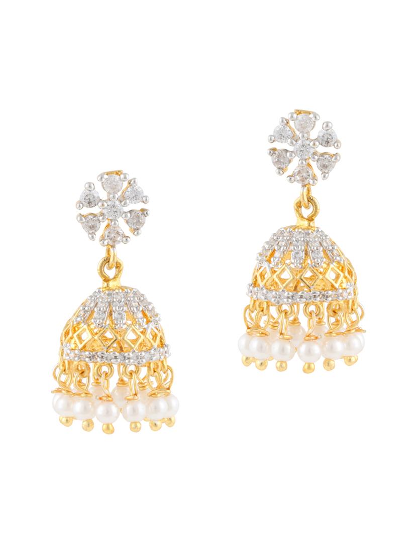 parijaat pack of cz jhumki earrings - 12797089 - Zoom Image - 1