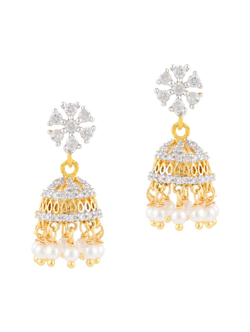 parijaat pack of cz jhumki earrings - 12797090 - Zoom Image - 1