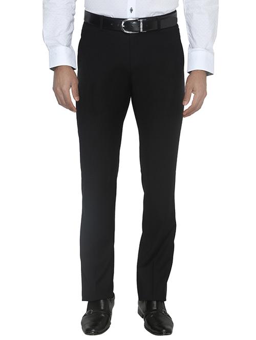 black cotton flat front casual trouser - 12798281 - Very Small Image - 1