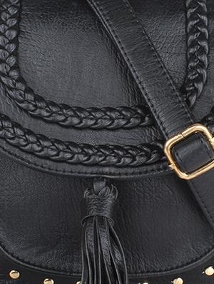 black leatherette sling bag - 12798315 - Standard Image - 4