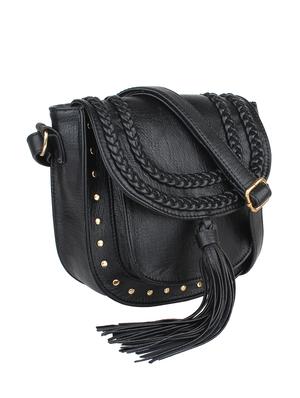black leatherette sling bag - 12798315 - Standard Image - 5
