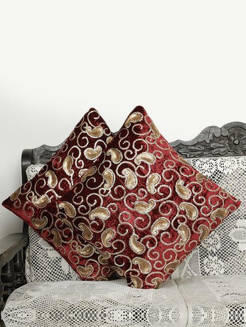 dekor world pejali squence maroon cushion cover (pack of 2) - 12798551 - Standard Image - 1