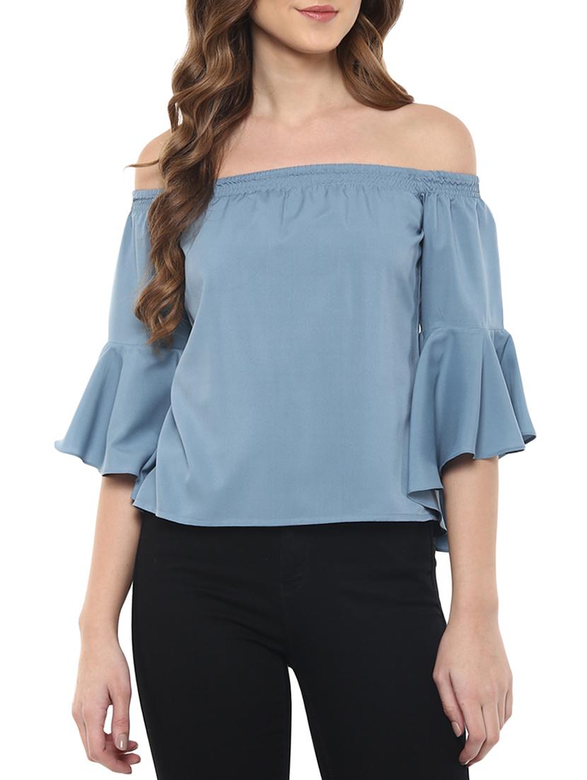 Ruffled sleeved off shoulder top - 12799041 - Zoom Image - 1