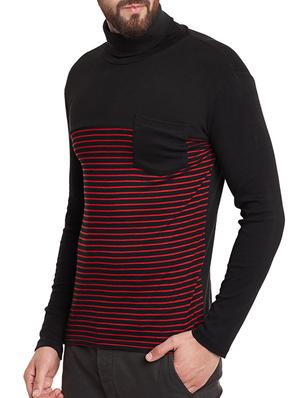black cotton blend striped t-shirt - 12801097 - Standard Image - 2
