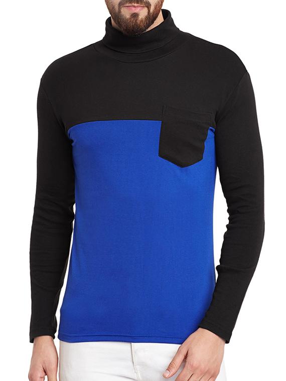 blue color block pocket t-shirt - 12801100 - Zoom Image - 1