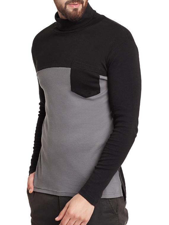 black cotton colour block t-shirt - 12801102 - Zoom Image - 2