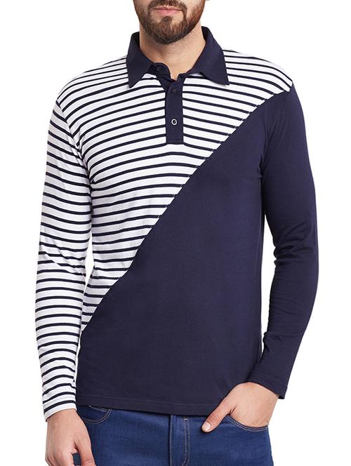 blue cotton stripedt-shirt - 12801103 - Standard Image - 1