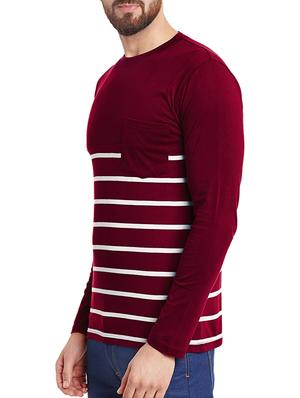maroon cotton striped t-shirt - 12801305 - Standard Image - 2