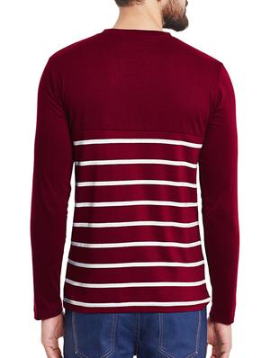 maroon cotton striped t-shirt - 12801305 - Standard Image - 3