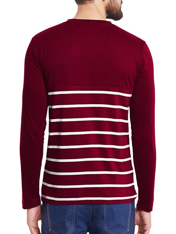 maroon cotton striped t-shirt - 12801305 - Zoom Image - 3