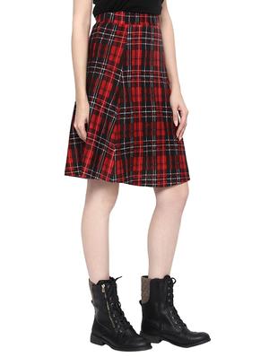 red checkered cotton flared skirt - 12802496 - Standard Image - 2