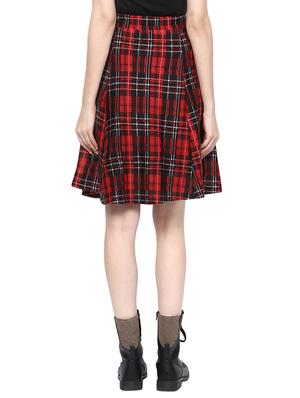 red checkered cotton flared skirt - 12802496 - Standard Image - 3