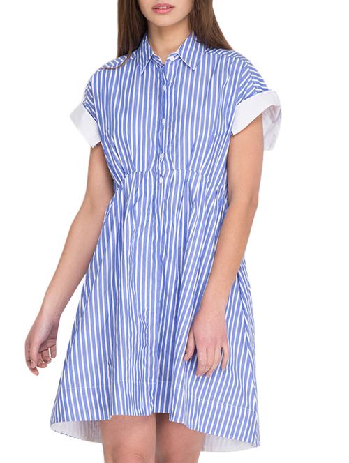 blue cotton shirt dress - 12806312 - Very Small Image - 1