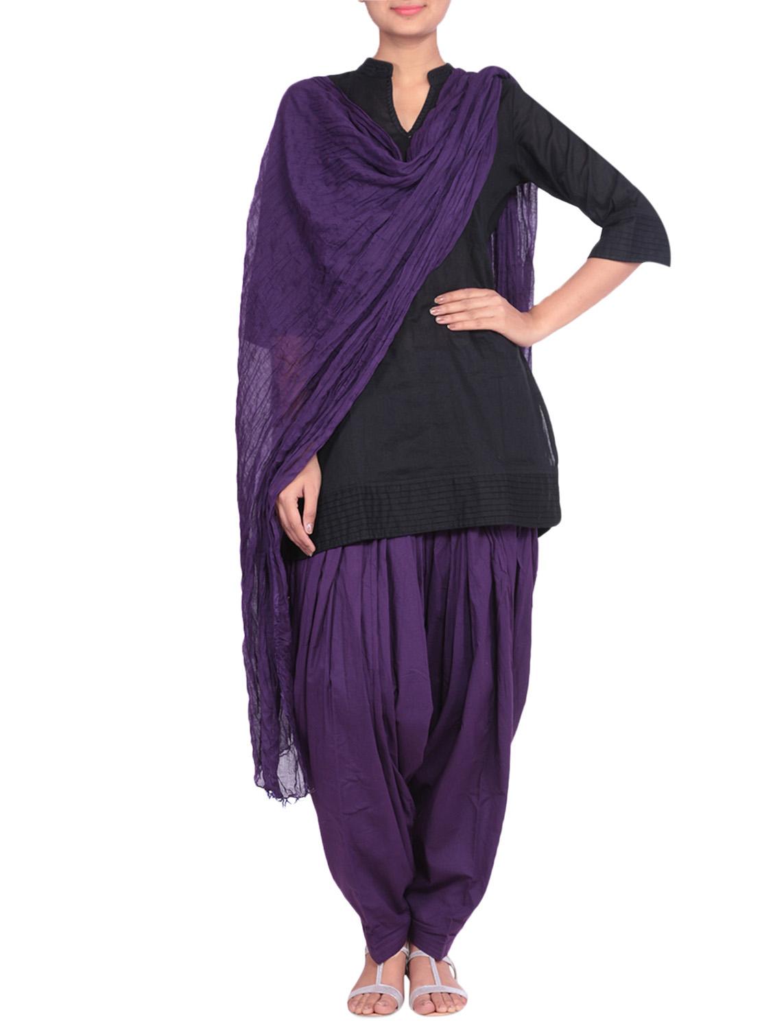 purple cotton salwar with dupatta - 12808797 - Zoom Image - 1