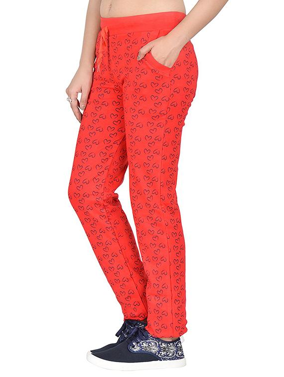 red printed cotton track pant - 12813999 - Zoom Image - 2