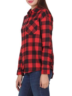 curved hem checkered shirt - 12817371 - Standard Image - 2
