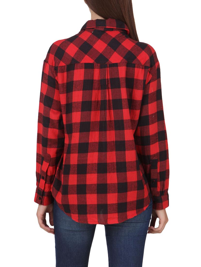 curved hem checkered shirt - 12817371 - Zoom Image - 3