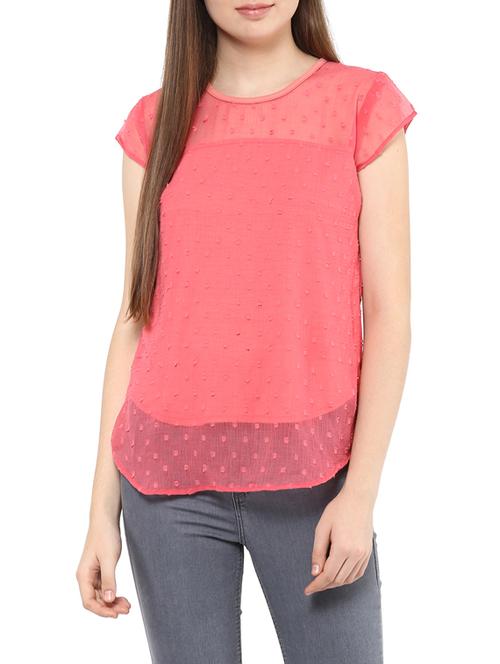 solid pink georgette top - 12818110 - Standard Image - 1