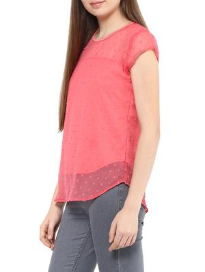 solid pink georgette top - 12818110 - Standard Image - 2