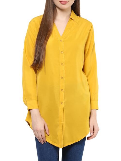 yellow crepe regular shirt - 12818156 - Standard Image - 1
