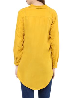 yellow crepe regular shirt - 12818156 - Standard Image - 3
