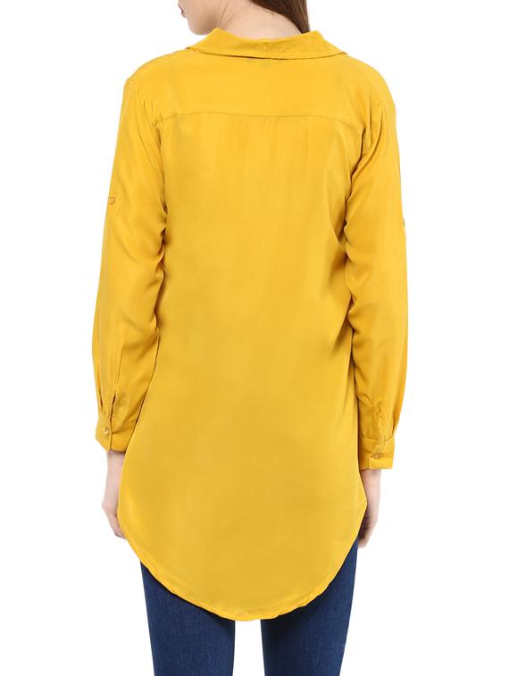 yellow crepe regular shirt - 12818156 - Zoom Image - 3