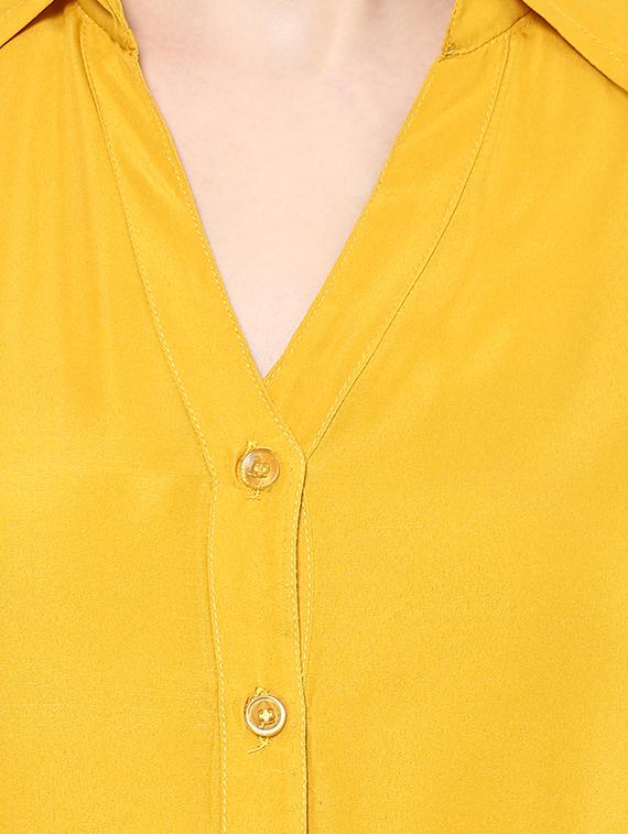 yellow crepe regular shirt - 12818156 - Zoom Image - 4