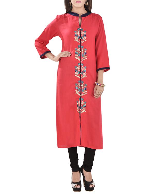 pink cotton straight kurta