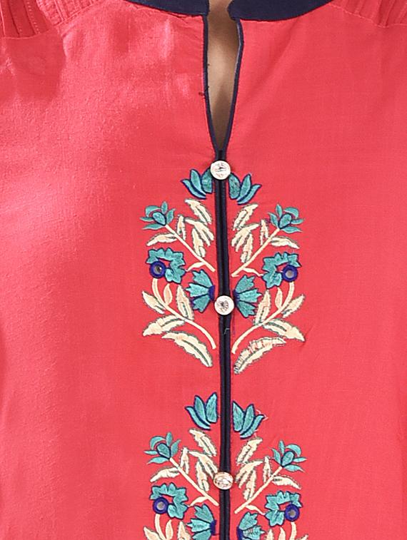 pink cotton straight kurta - 12819149 - Zoom Image - 4