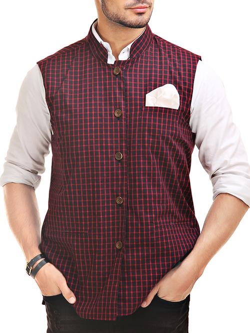 multicoloured cotton reversible nehru jacket - 12819946 - Standard Image - 1