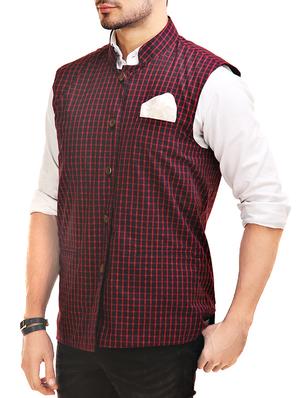 multicoloured cotton reversible nehru jacket - 12819946 - Standard Image - 2