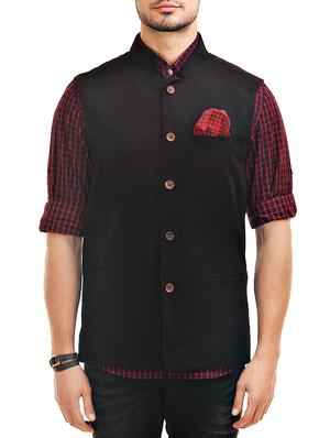 multicoloured cotton reversible nehru jacket - 12819946 - Standard Image - 4