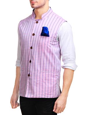multicoloured cotton reversible nehru jacket - 12819948 - Standard Image - 2