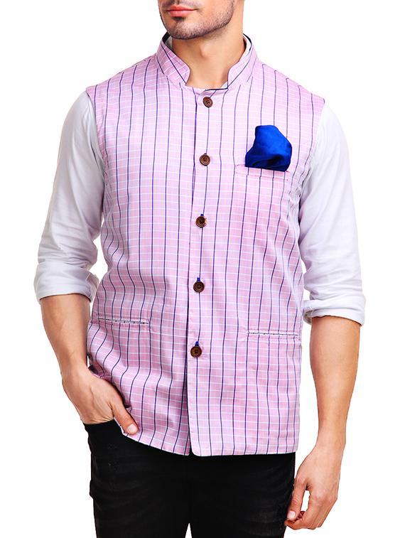 multicoloured cotton reversible nehru jacket - 12819948 - Zoom Image - 1