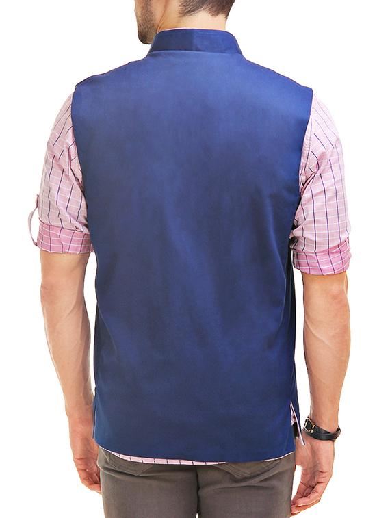 multicoloured cotton reversible nehru jacket - 12819948 - Zoom Image - 5