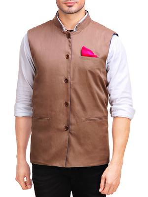 multicoloured cotton reversible nehru jacket - 12819952 - Standard Image - 4