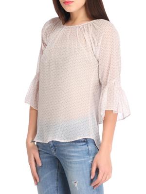 gathered detail bell sleeved top - 12821620 - Standard Image - 2