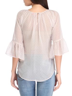 gathered detail bell sleeved top - 12821620 - Standard Image - 3
