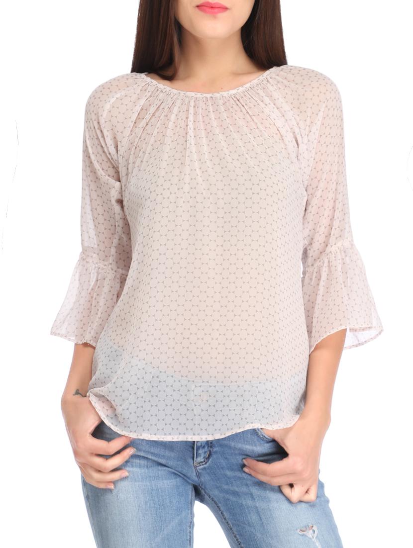 gathered detail bell sleeved top - 12821620 - Zoom Image - 1