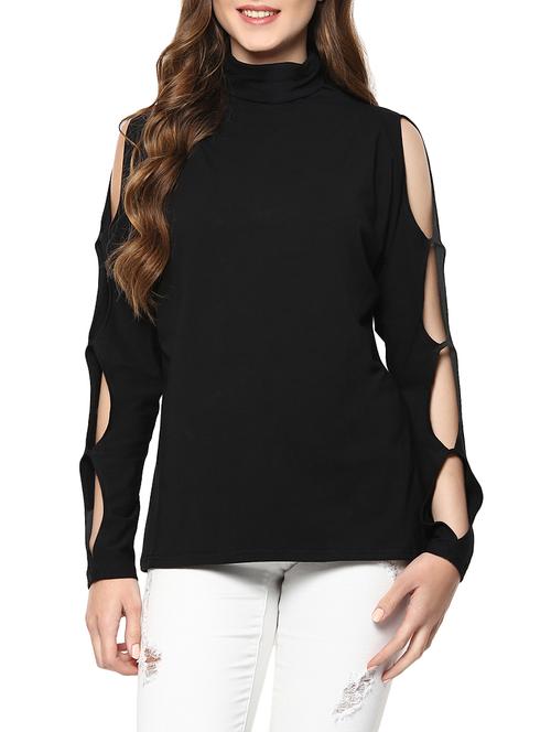 cutout detail turtle neck top - 12821639 - Very Small Image - 1