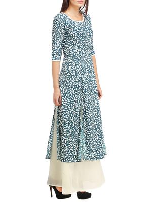 contrast piping front and side slit tunic - 12821683 - Standard Image - 2