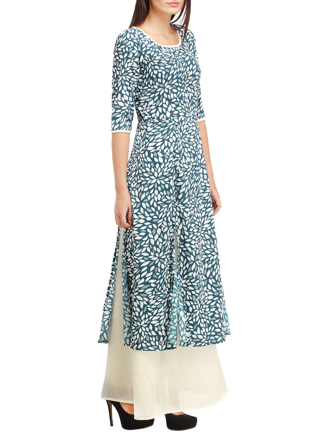 contrast piping front and side slit tunic - 12821683 - Zoom Image - 2