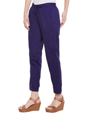blue cotton pleated trouser - 12821793 - Standard Image - 2