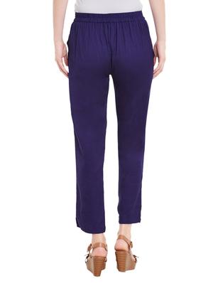 blue cotton pleated trouser - 12821793 - Standard Image - 3