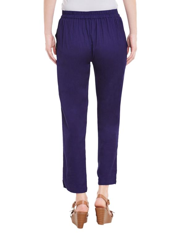 blue cotton pleated trouser - 12821793 - Zoom Image - 3