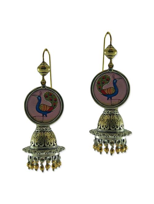 multi colored metal jhumka earrings - 12824199 - Very Small Image - 1