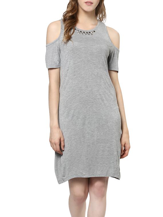grey embellished cotton dress - 12829076 - Zoom Image - 1